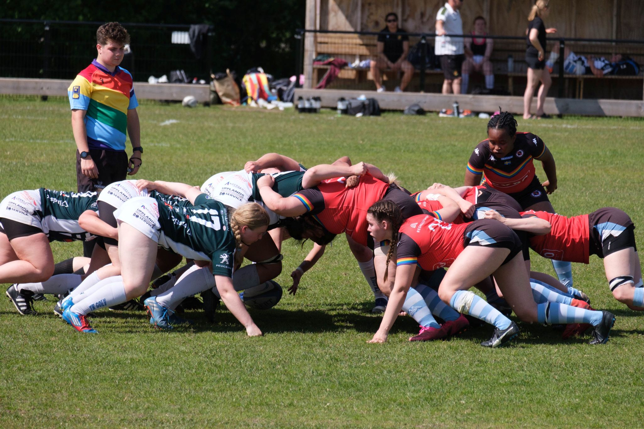 Stockholm Berserksers Rugby Club Womens* inclusive team scrum against Enköping