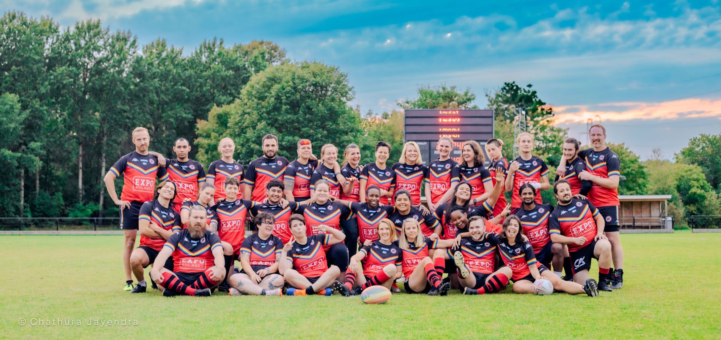 Stockholm Berserkser Rugby Club photo - Both womens and mens inclusive teams together fun shot